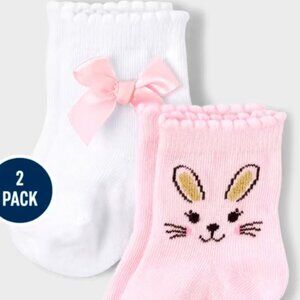 NWT The Children’s Place Baby Girls Bunny Midi Socks 2-Pack - multi